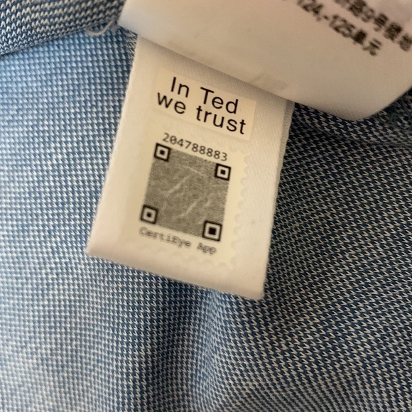 TED Baker London polo shirt shirt sleeve contrasting collar men’s sz 3 - Picture 5 of 13